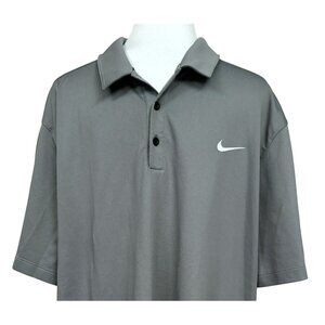 Nike Gray Dri-Fit Pullover Short Sleeve Polo Shirt Sz 2X Side Vents Swish Logo